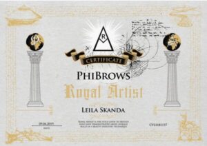 phibrows royal artist certificate for Leila Skanda